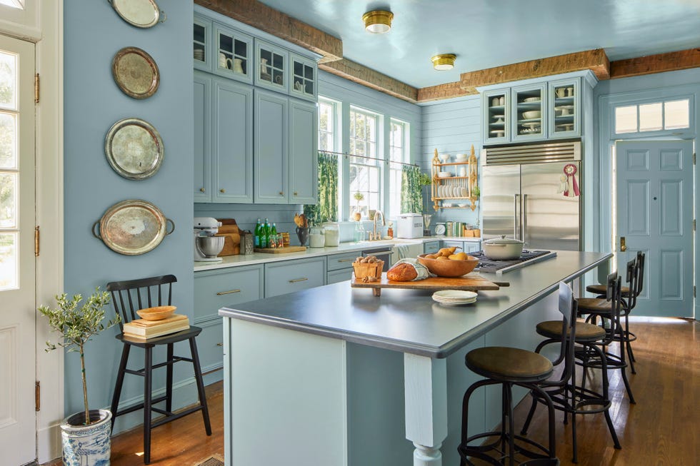 Mississippi Farmhouse Renovation Takeover Blue Kitchen