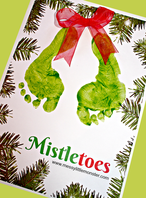 kids christmas crafts mistletoes footprint