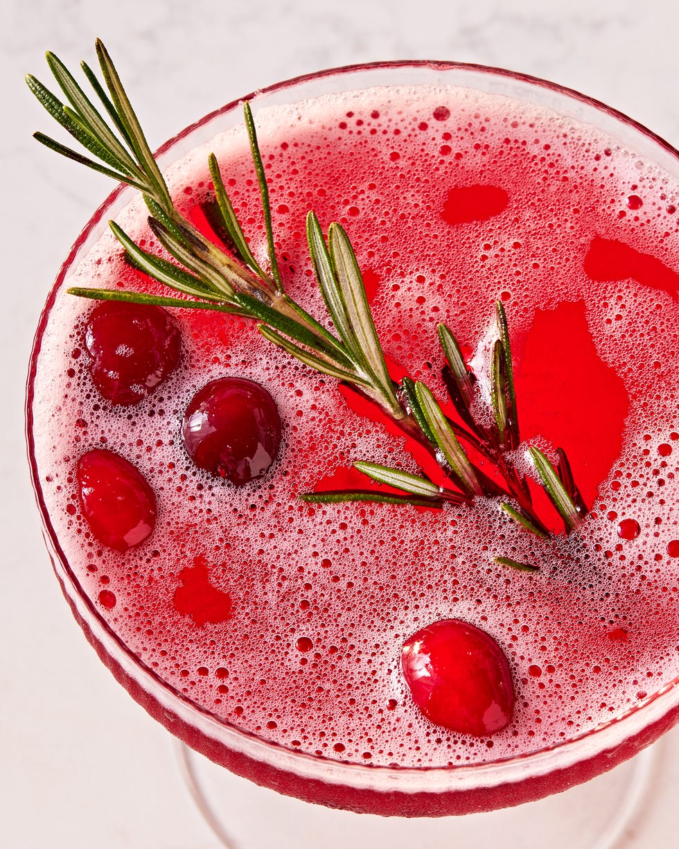 mistletoe martini with cranberries and rosemary