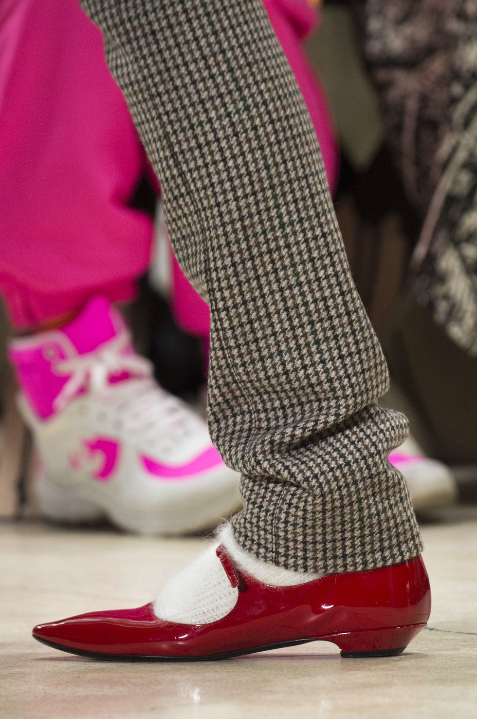 Footwear, Pink, Shoe, White, Red, Magenta, Leg, Fashion, Joint, Human leg, 