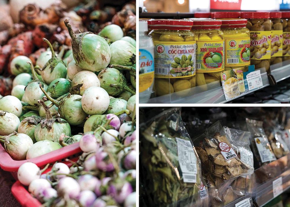 位於成功路上的菜攤可買到各種少見的東南亞蔬果及香料，若有興趣，可向店員請教如何烹調。