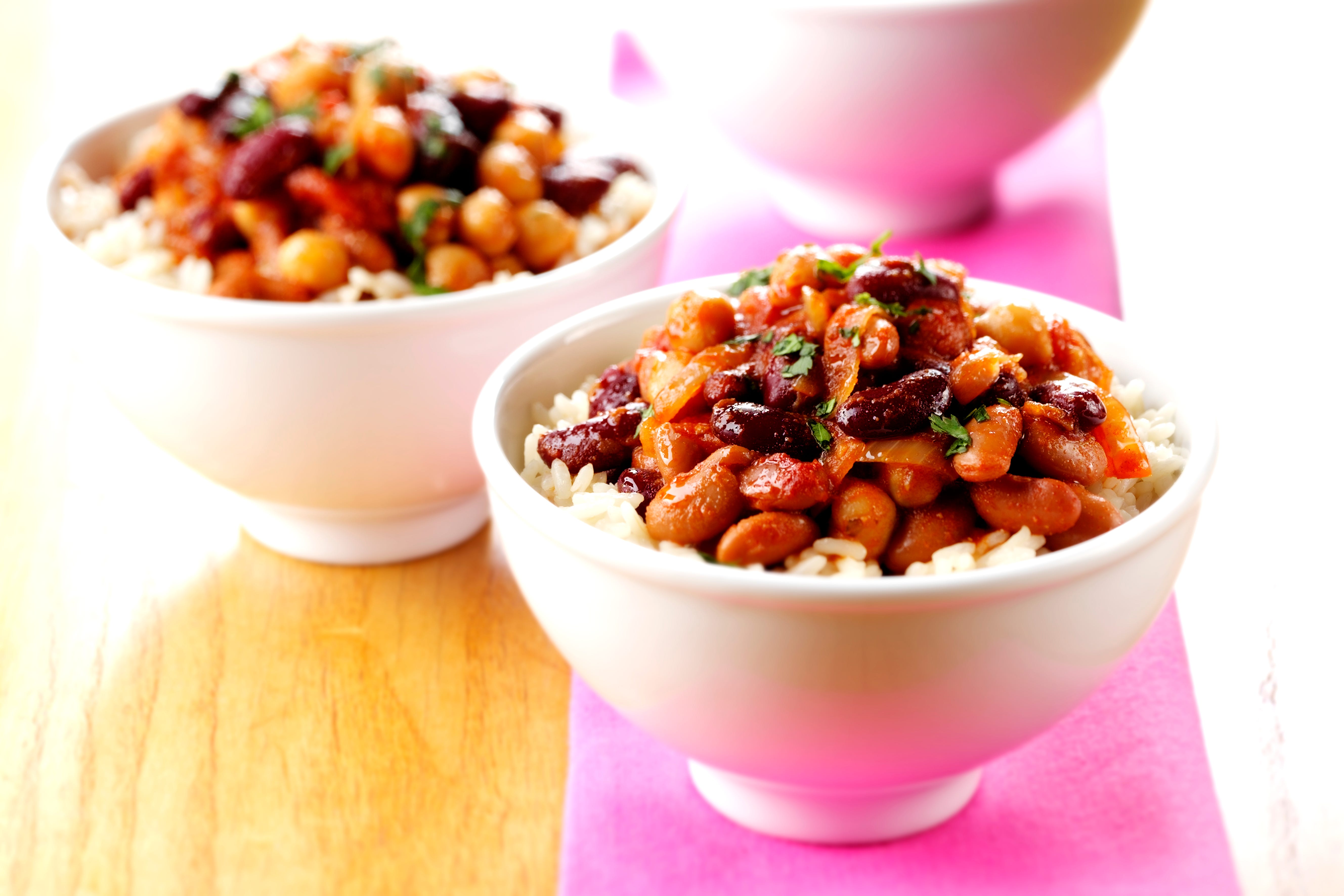 Mixed bean chilli with rice