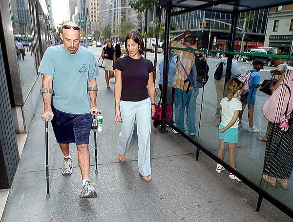 People, Walking, Snapshot, Pedestrian, Sidewalk, Urban area, Street, Crutch, Infrastructure, Tree, 