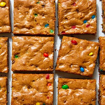 mm cookie bars cut into squares