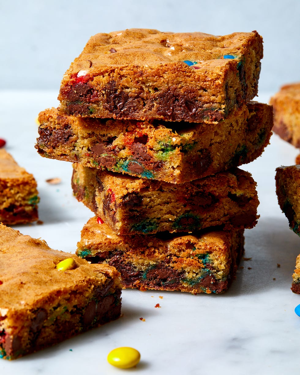 mm cookie bars cut into squares