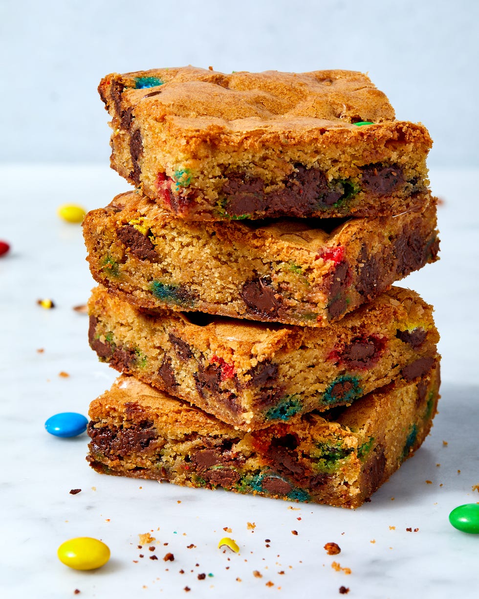 mm cookie bars cut into squares