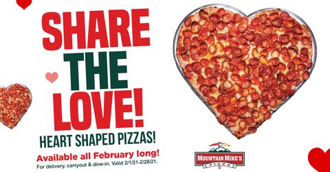 mountain mikes heart shaped pizza
