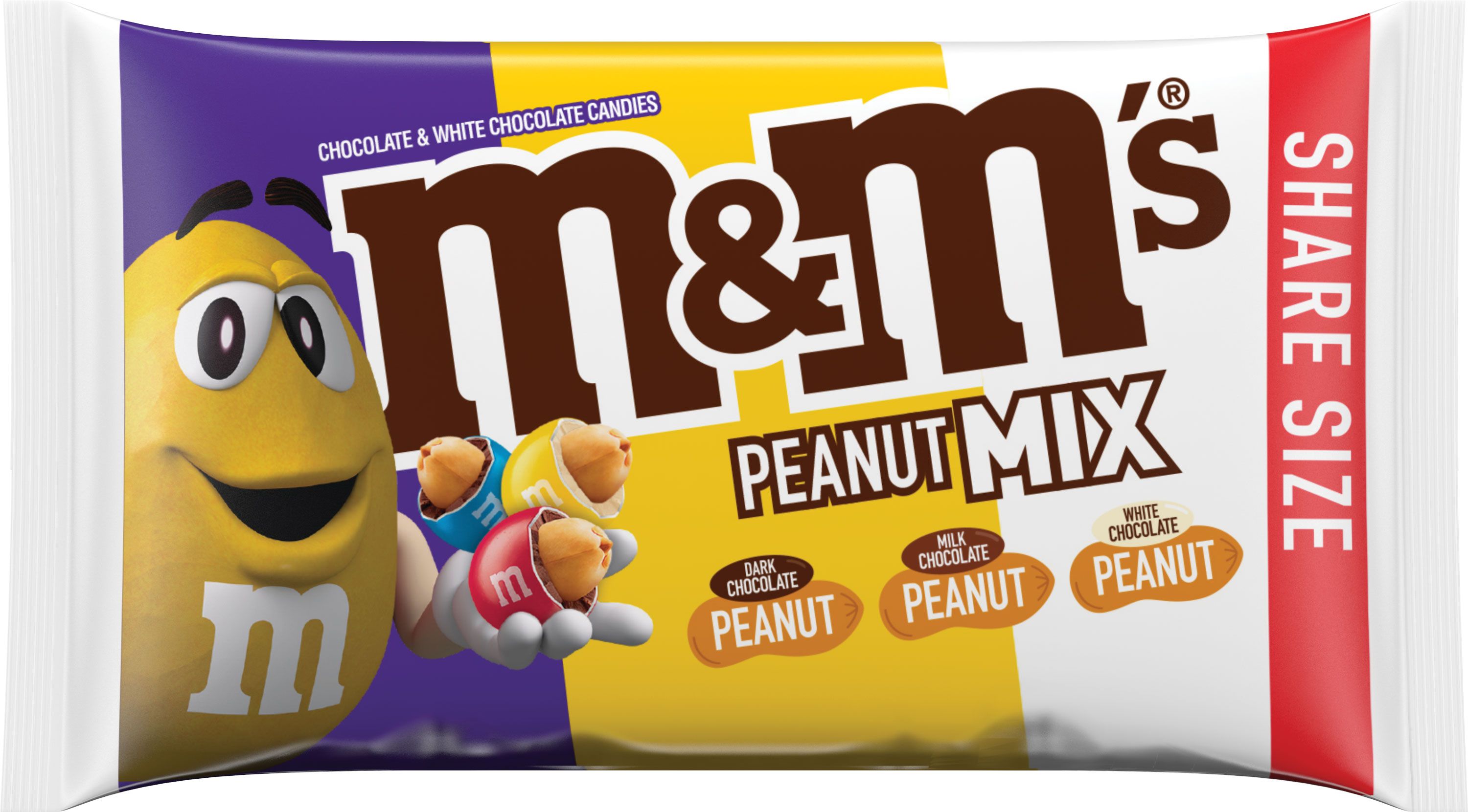 M&M's Classic Mix of Peanut, Peanut Butter & Milk Chocolate Candy, Sharing  Size