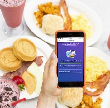 disney mobile order app with food graphical user interface, text, application