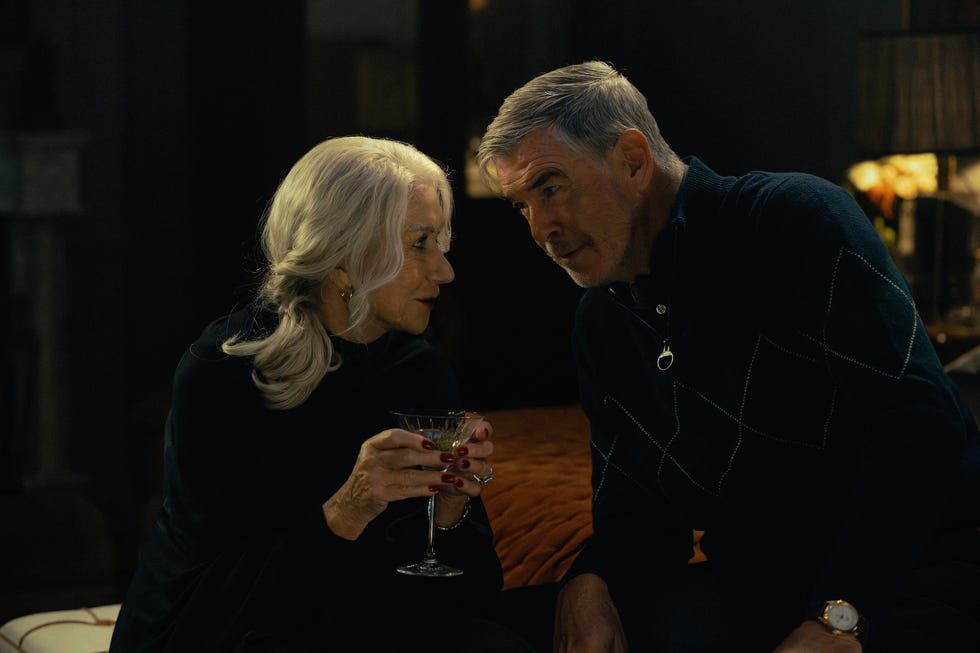 l r helen mirren as maeve harrigan and pierce brosnan as conrad harrigan in mobland, episode 1, season 1, streaming on paramount+ 2025. photo credit: sophie mutevelian/paramount+