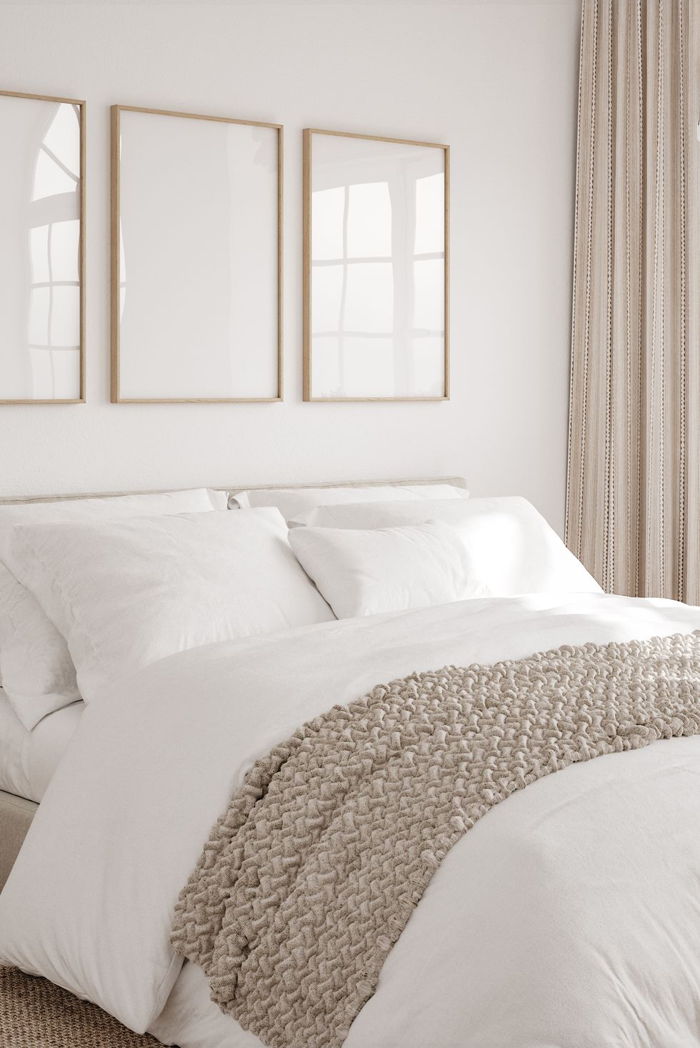 bedroom with white fluffy bedding