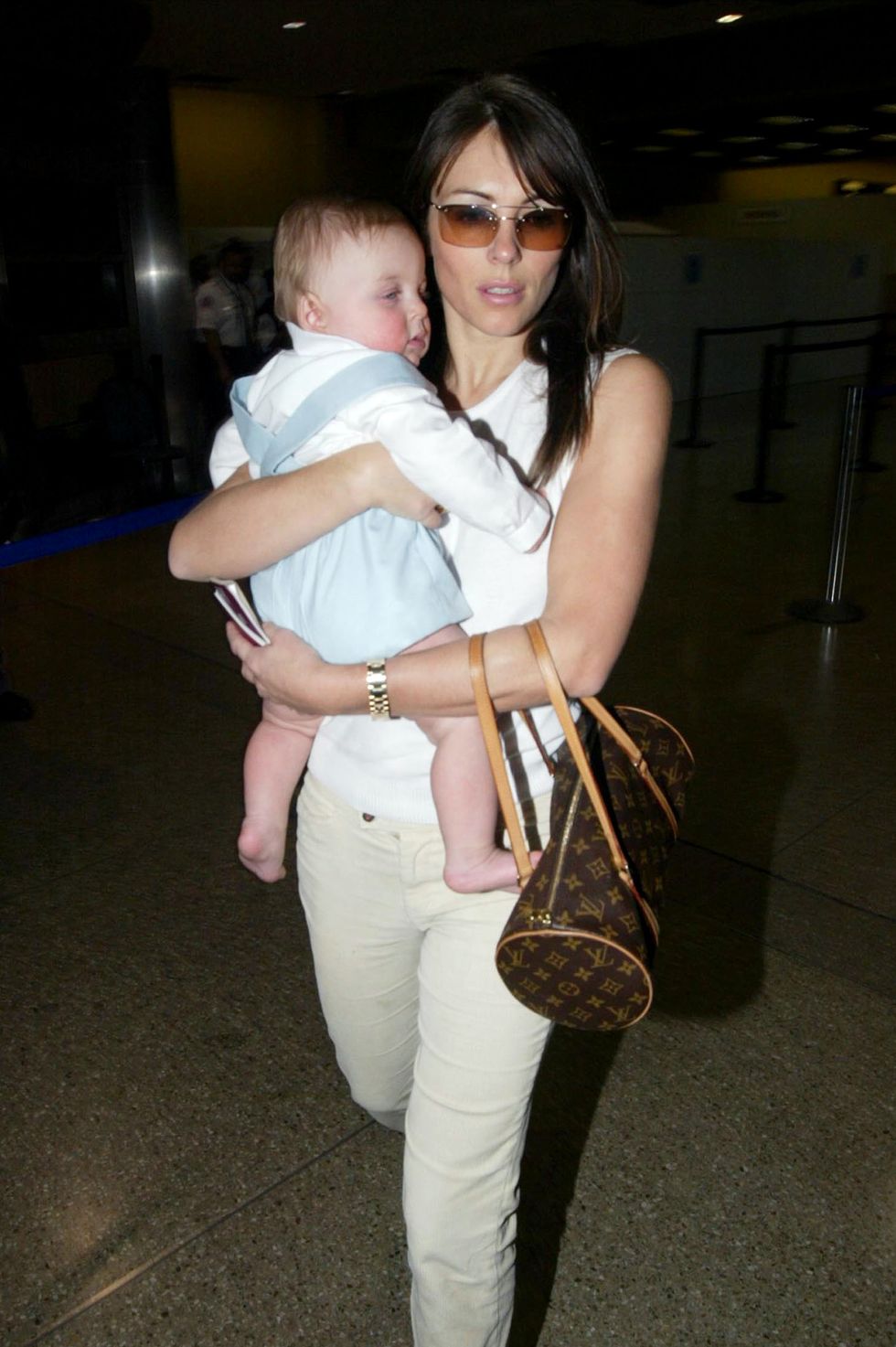 elizabeth hurley and baby at lax