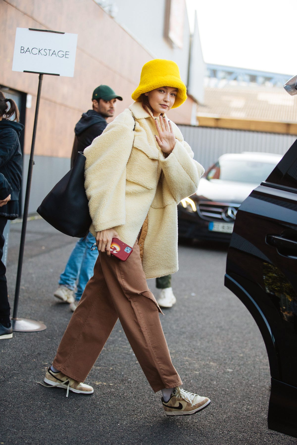 Gigi Hadid Officially Joins The Furry Bucket Hat Club