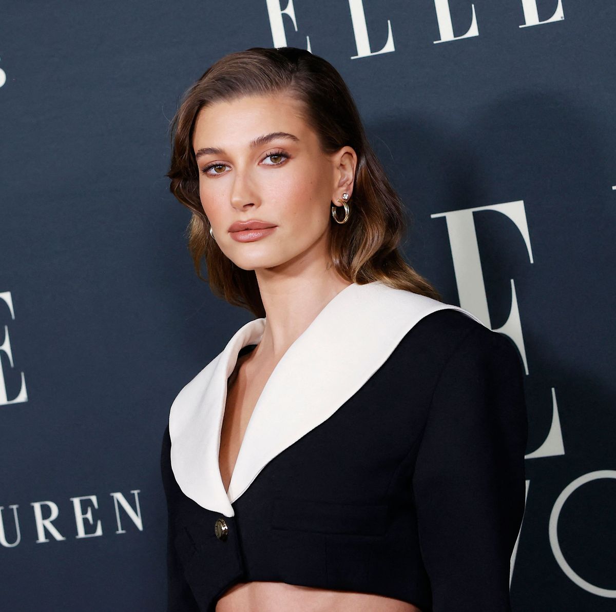 Hailey Bieber Paired the Tiniest Crop Top With a Super-Oversized
