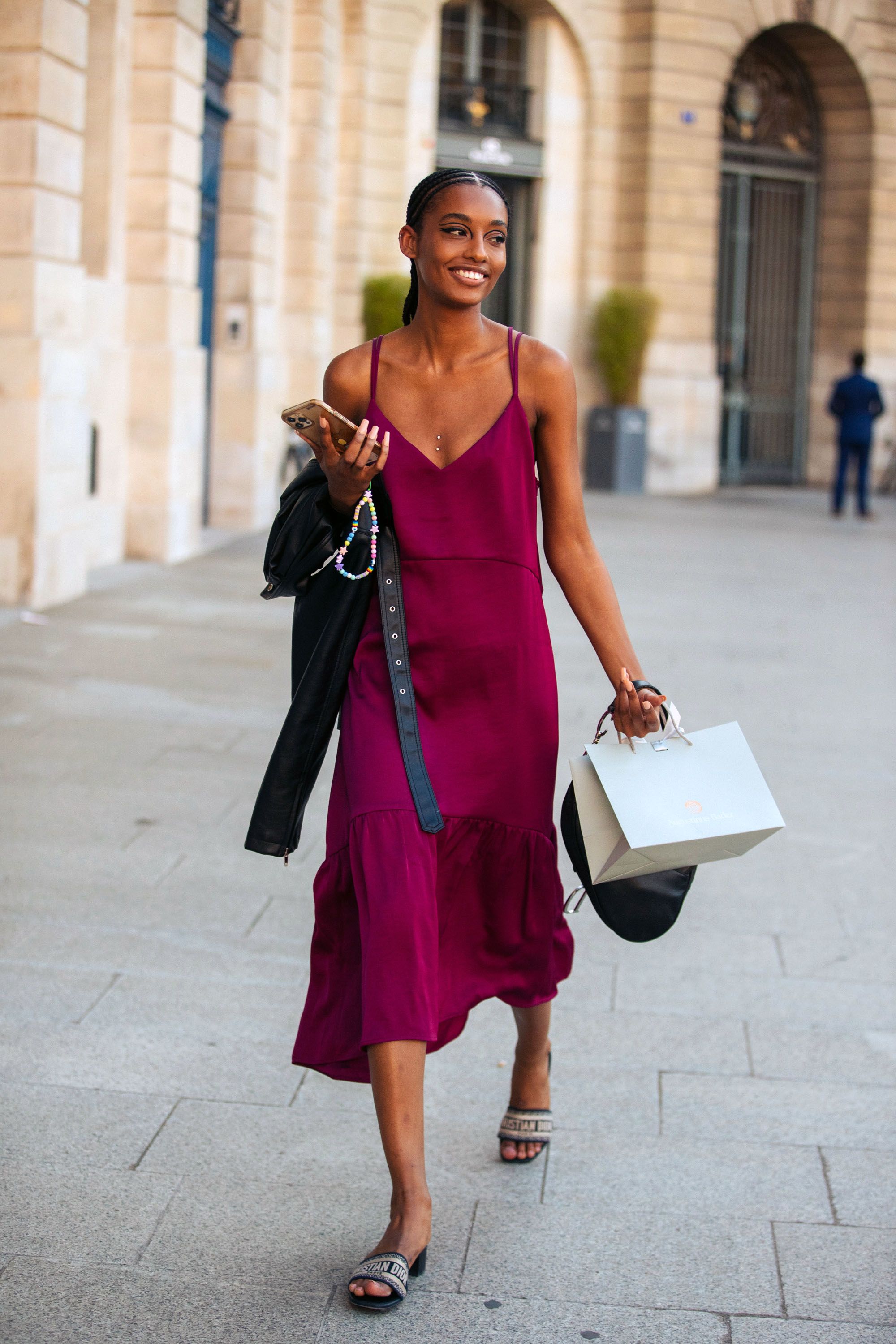 model juliany moraes wears a red violet long slip dress news photo