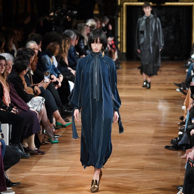 a model at stella mccartney's most recent show in paris, for fall 2020