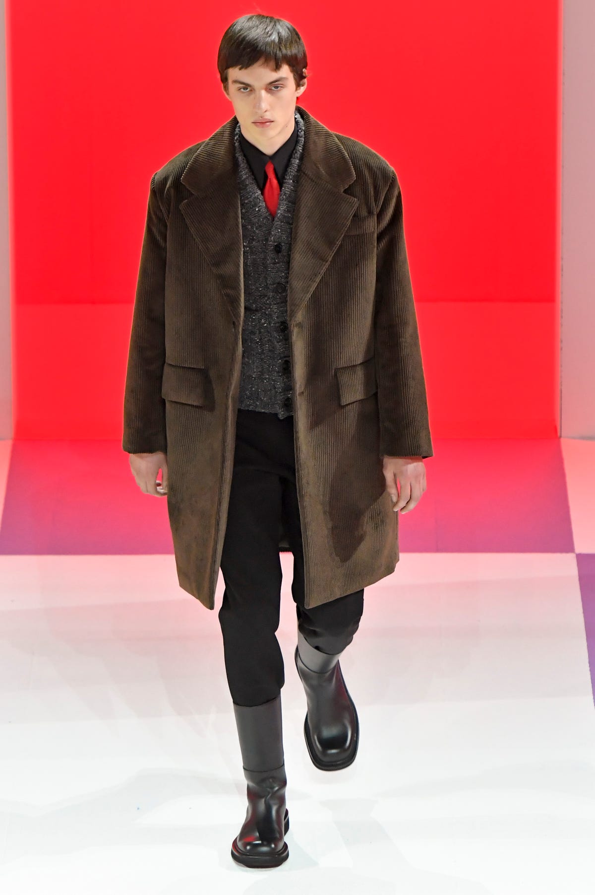 Man with red tartan coat and red Supreme Louis Vuitton bag before Represent  fashion show, Milan Fashion Week street style on January 15, 2018 in Milan.  – Stock Editorial Photo © AndreaA. #272284212