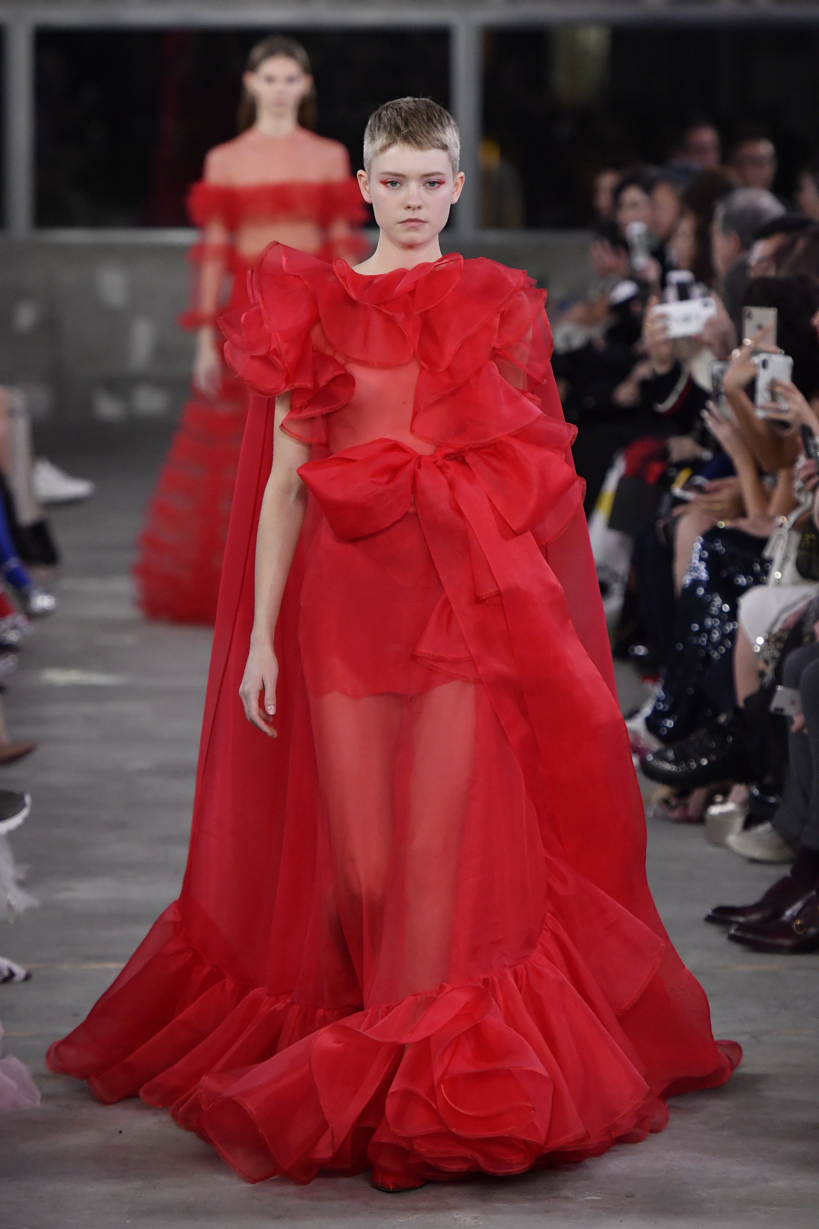 Evening dresses Valentino Red - Point d'esprit tulle dress - TR3VA12H4TG377