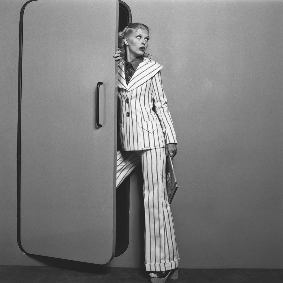 striped trouser suit