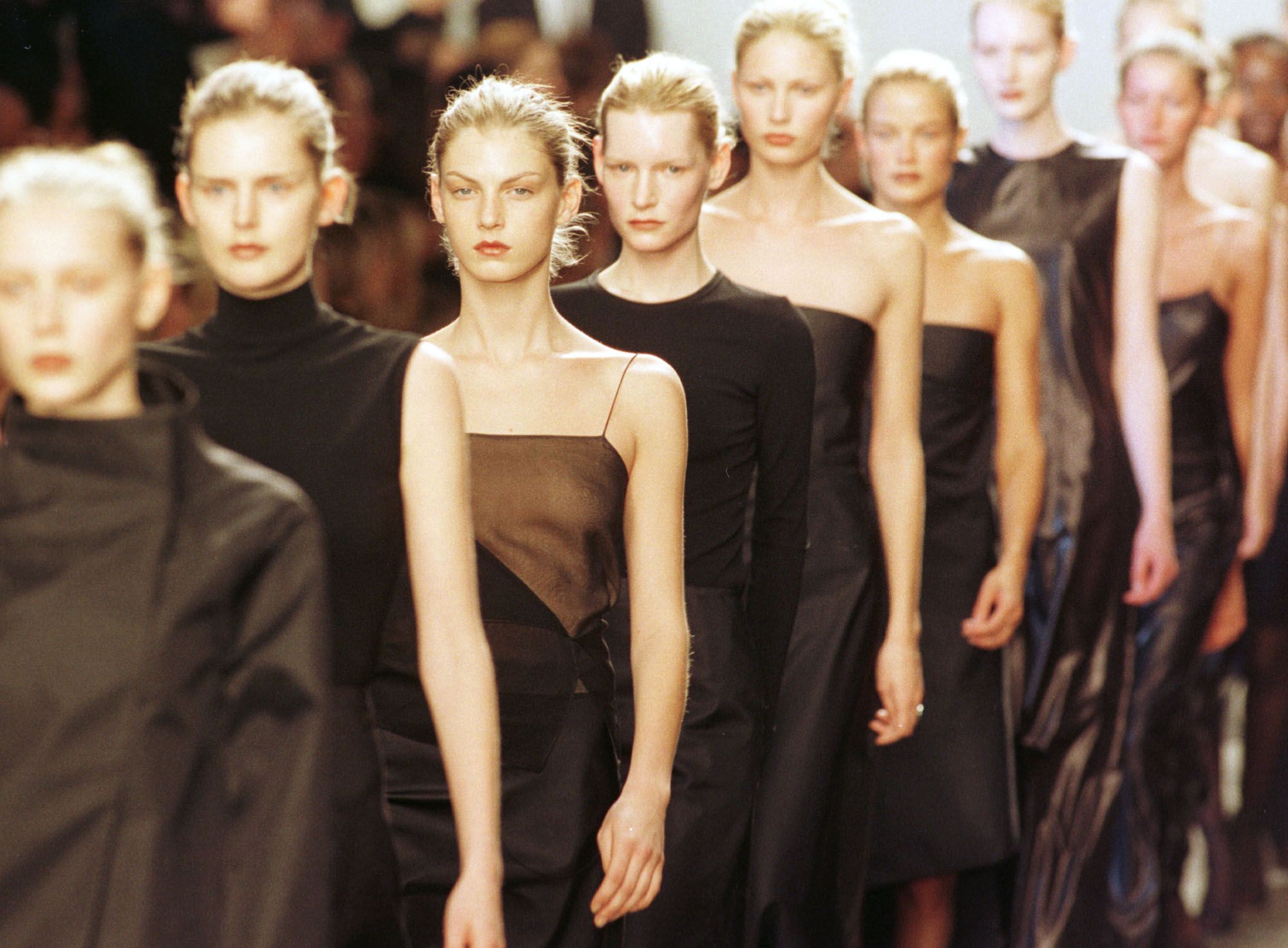 A model walks the runway during the Pierre Balmain show part of