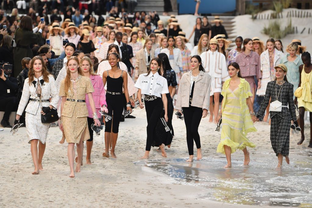 191002 -- PARIS, Oct. 2, 2019 -- A model presents creations of French  fashion house Chanel as part of its Spring/Summer 2020 women s  ready-to-wear collection show during Paris Fashion Week in