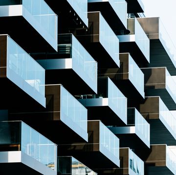 modern futuristic facade of a residential apartments building in oslo, norway