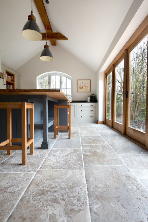 modern kitchen design ideas, flooring, bordeaux french limestone, prices start from £198, quorn stone
