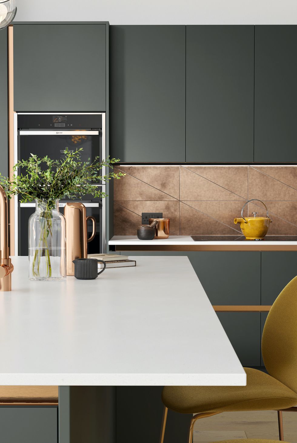 Stylish modern kitchen background. Environmentally friendly items