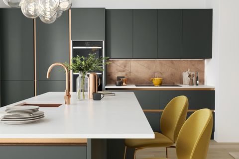 modern kitchen design   metallic accents   house beautiful islington kitchen alpine   homebase
