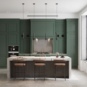 modern kitchen interior with green wall