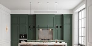 modern kitchen interior with green wall