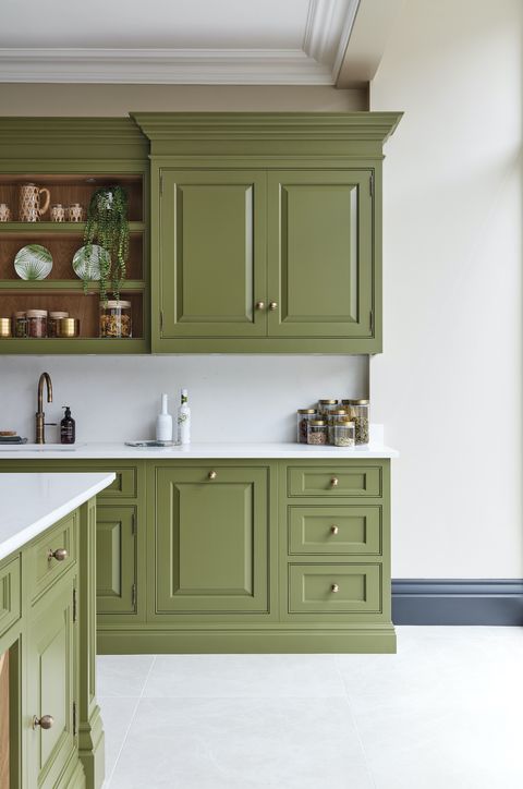 modern kitchen   green cabinets, the devine collection in serpentine   tom howley