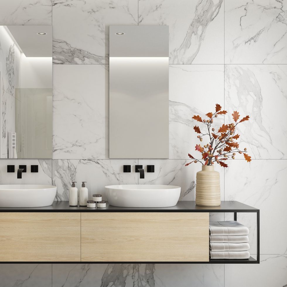 modern luxury and minimalist white scandinavian bathroom