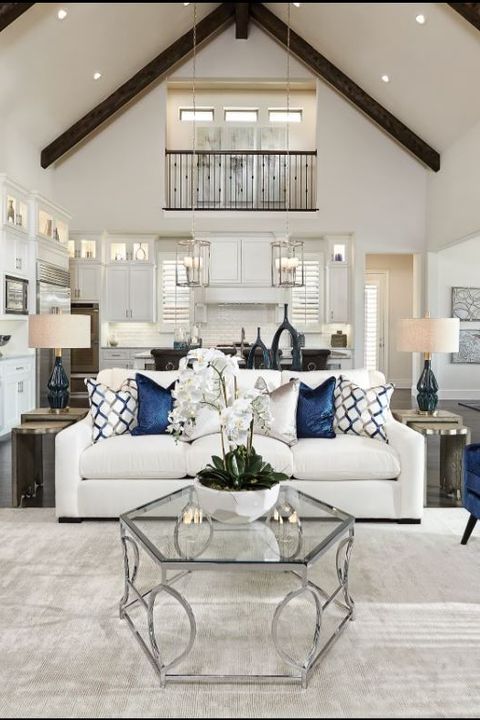 Living room, White, Room, Interior design, Blue, Property, Furniture, Building, Ceiling, Home, 