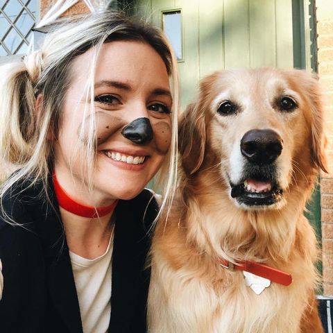 mom dressed as family dog for halloween costume