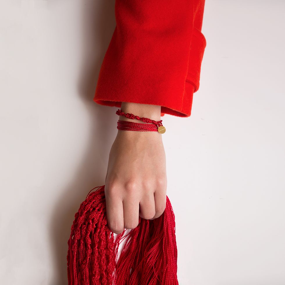 Red, Clothing, Maroon, Fashion, Outerwear, Hand, Dress, Wool, Finger, Neck, 