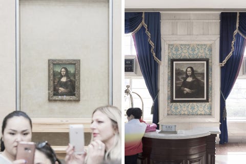 Over de hele wereld zijn replicas van de beroemde Mona Lisa uit het Parijse Louvre terug te vinden ook in Tianducheng rechts