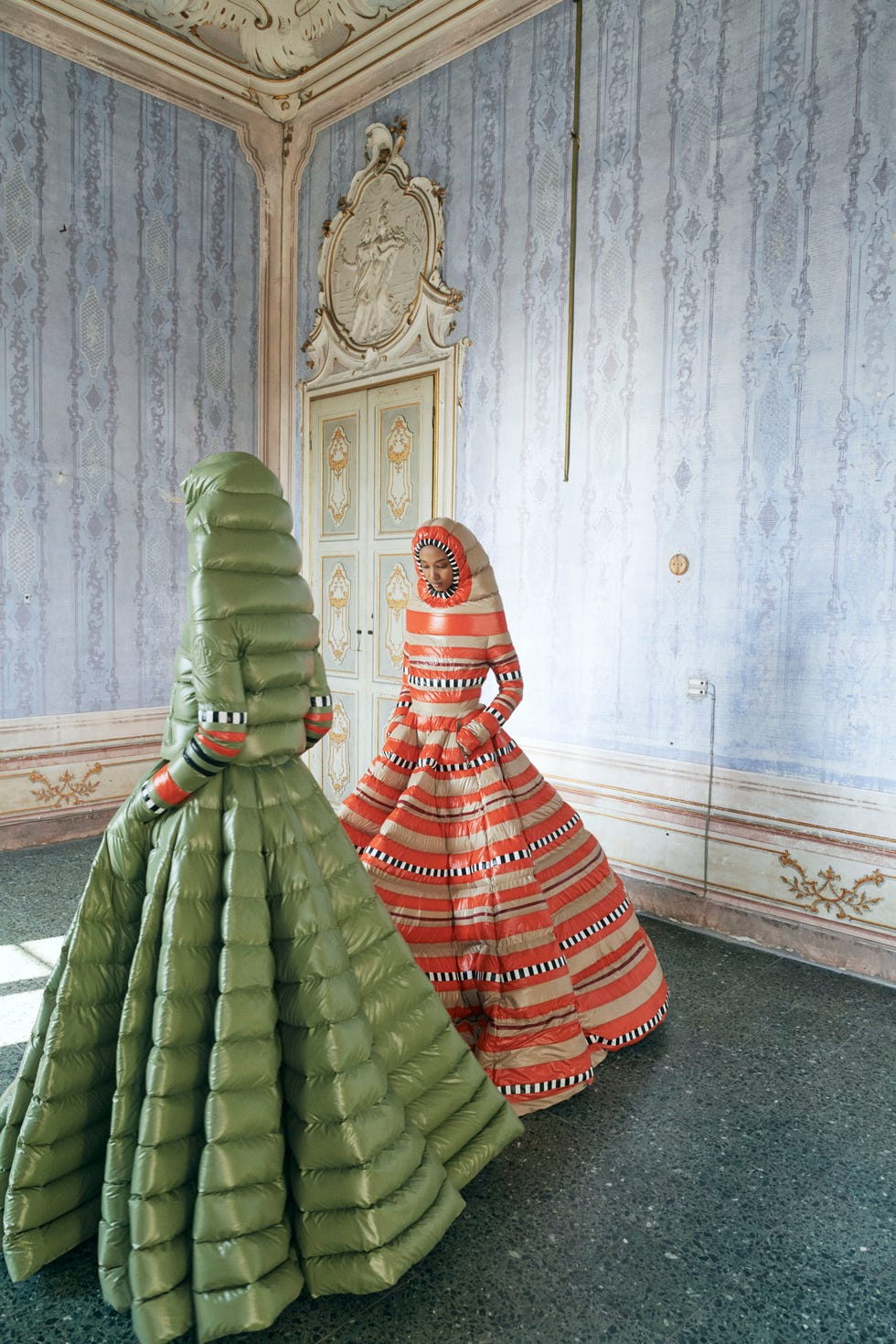 Red, Dress, Room, Architecture, Furniture, Window, Floor, Flooring, Pattern, Still life, 