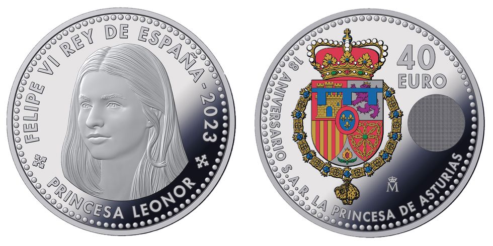 moneda conmemorativa de 40 euros por el 18 cumpleanos de la princesa leonor