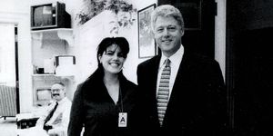 a photograph showing former white house intern monica lewinsky meeting president bill clinton at a white house function submitted as evidence in documents by the starr investigation and released by the house judicary committee september 21, 1998