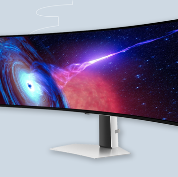 a computer monitor with a blue light
