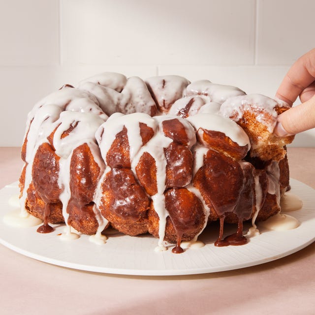 monkey bread with an icing drizzle