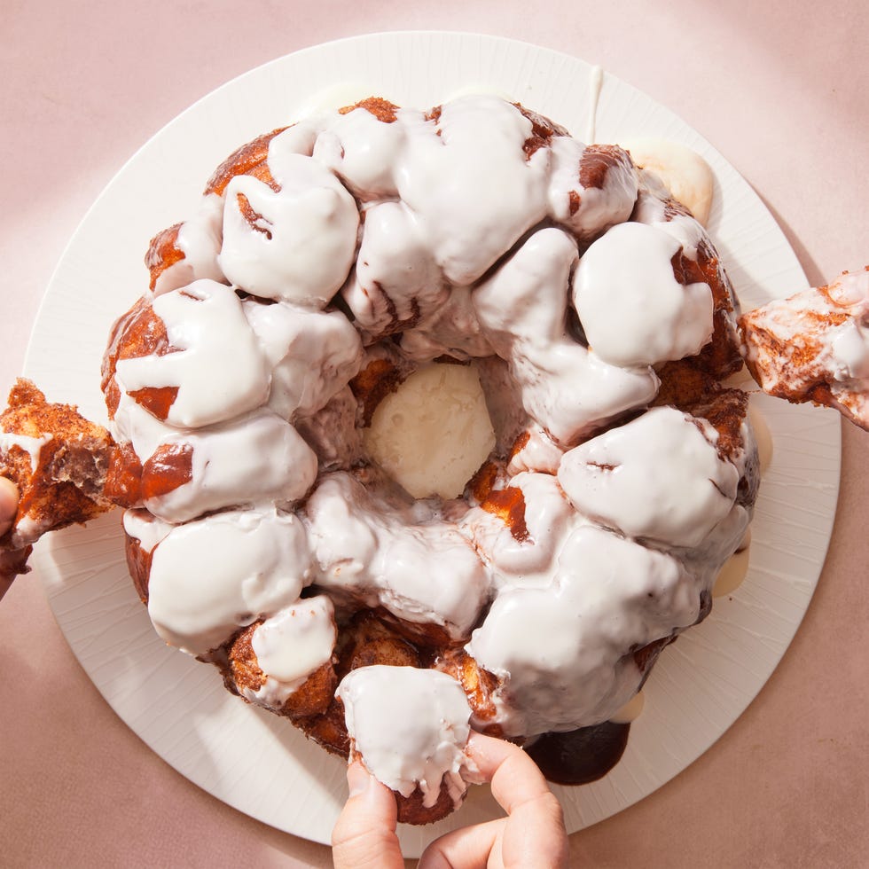 monkey bread with an icing drizzle