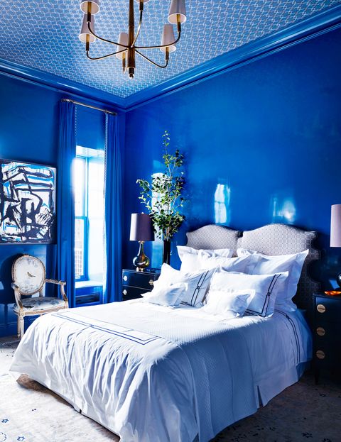 Blue, Lighting, Room, Bed, Interior design, Property, Wall, Bedroom, Textile, Bedding, 