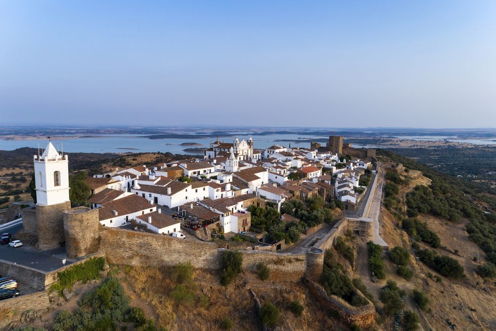 aerial view of the beutiful historical village of monsaraz, in alentejo, portugal concept for travel in portugal
