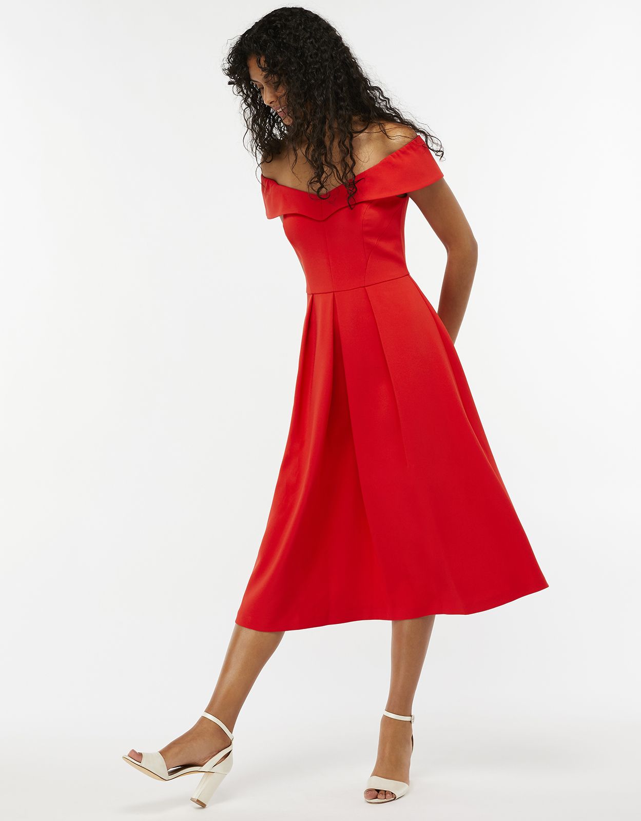 Monsoon red clearance bardot dress