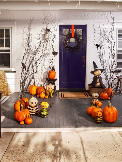 pumpkin painting ideas monster mash pumpkins on a front porch