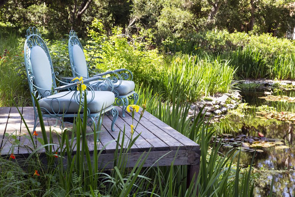 grace montecito pond outdoor seating ideas