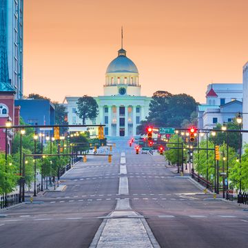 montgomery, alabama, usa with the state capitol at dawn
