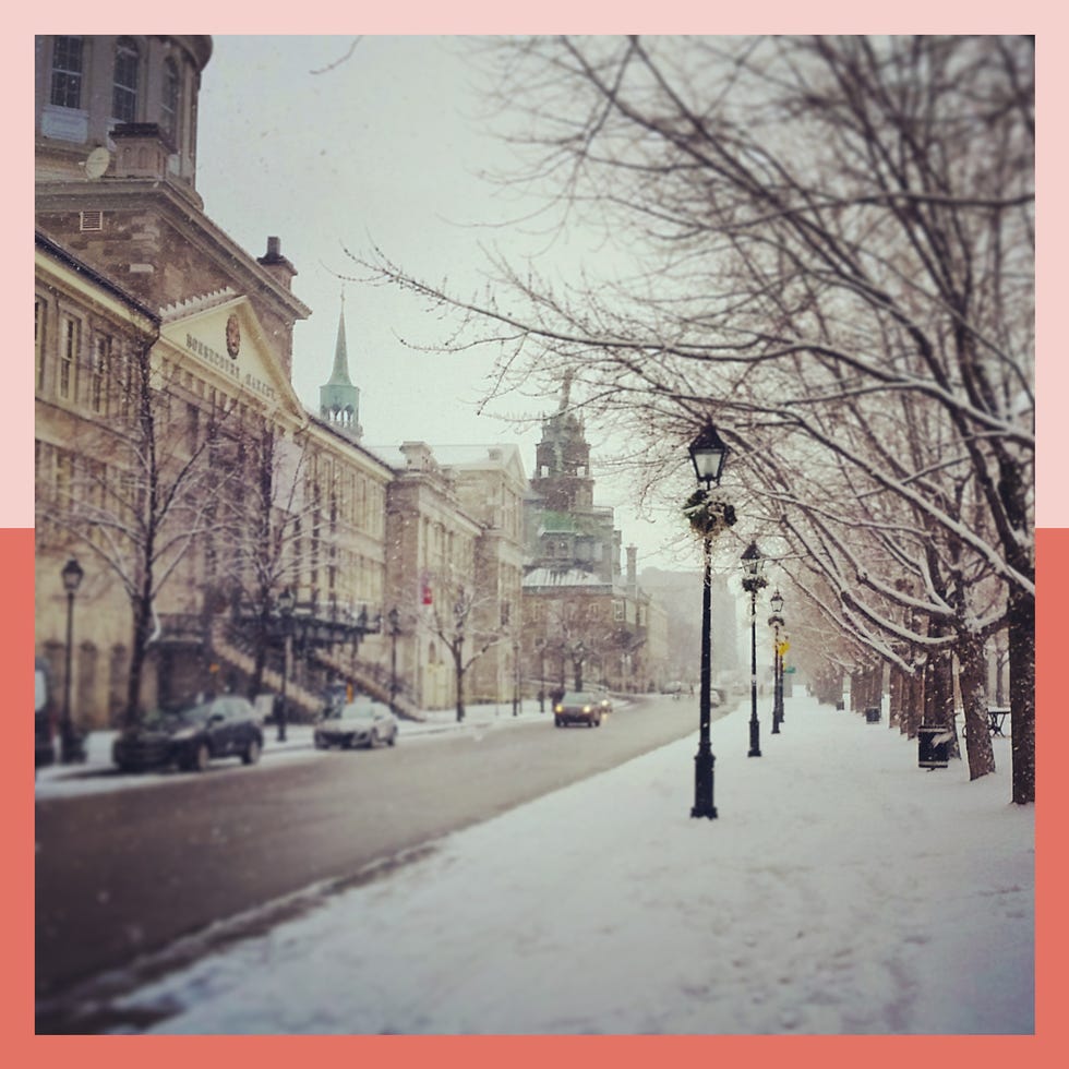 the snow covered streets of old montreal